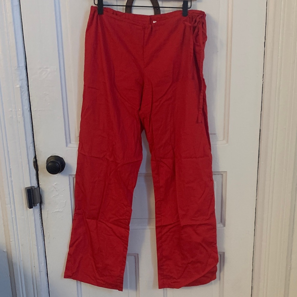 Cherry red Brooke Callahan tie-waist pants